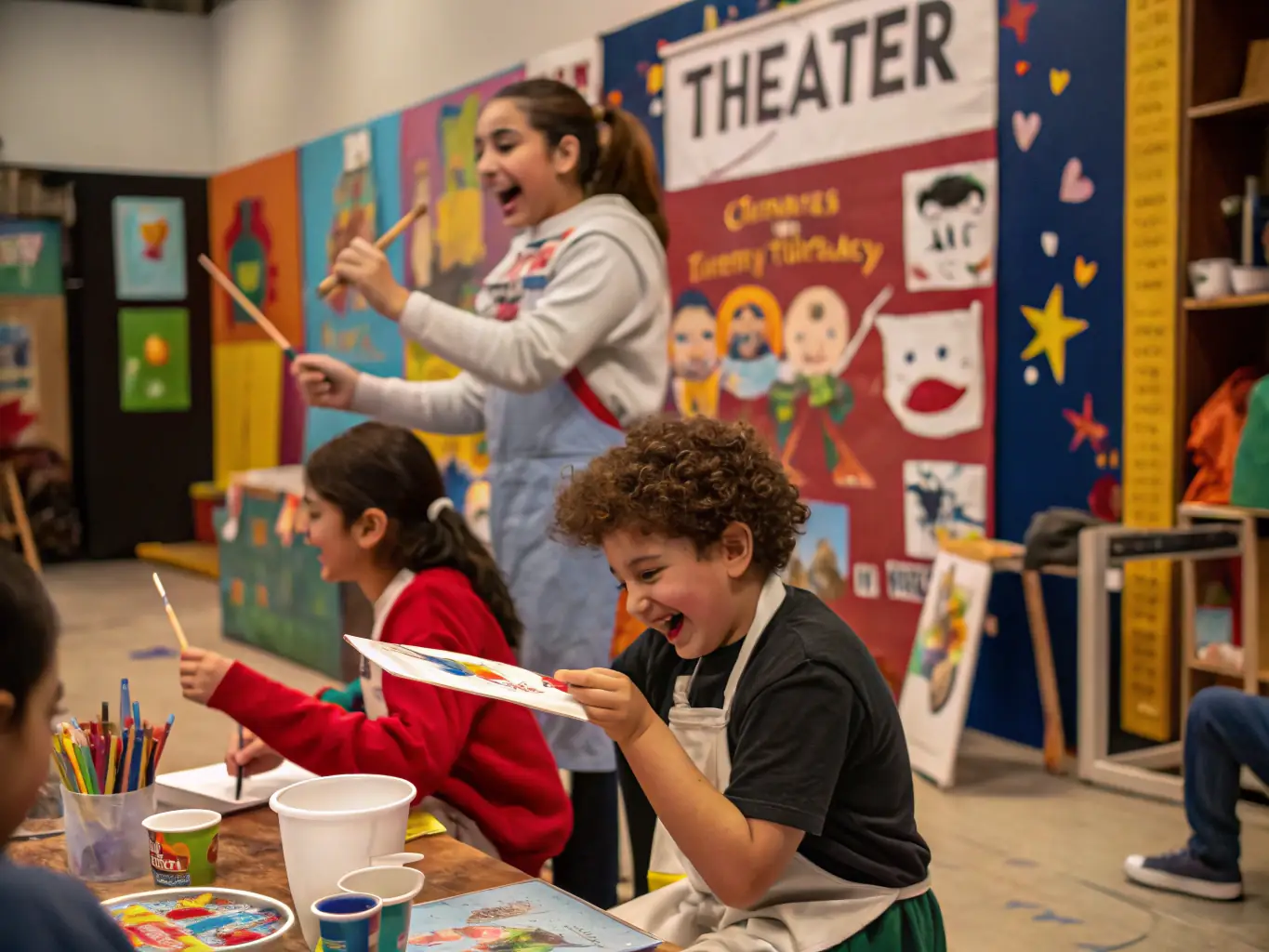 A photograph of children participating in an interactive workshop at the mills, learning about traditional milling techniques and local history.